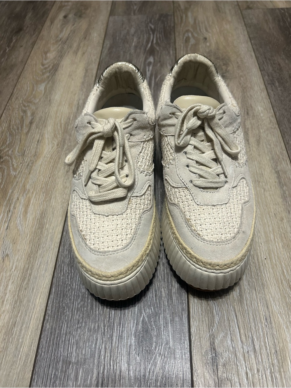 Dolce Vita Cream Woven Platform Sneakers – Women's Size 7.5